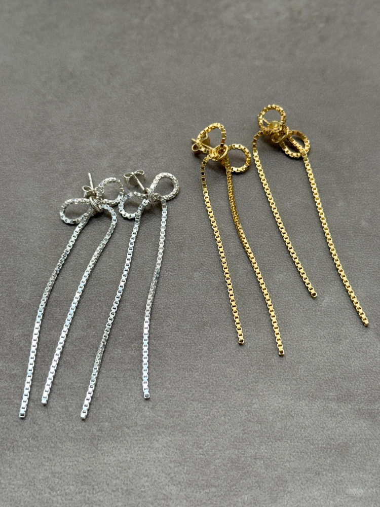 アメリカ通販ファッション SASKIA DIEZ サスキアディツ BOW ピアス ボウ リボン チェーン アクセサリー