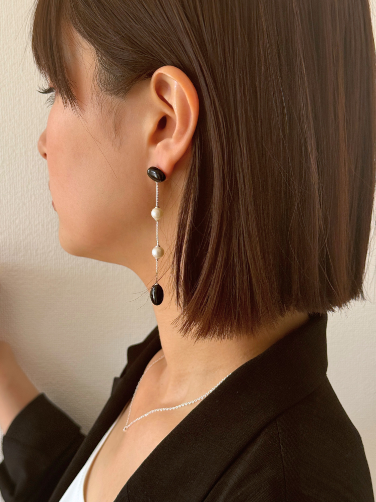 RAGBAG ラグバッグ Onyx Pearl ピアス オニキス パール RAGBAG ラグバッグ Dualism Onyx Pearl ロングピアス オニキス