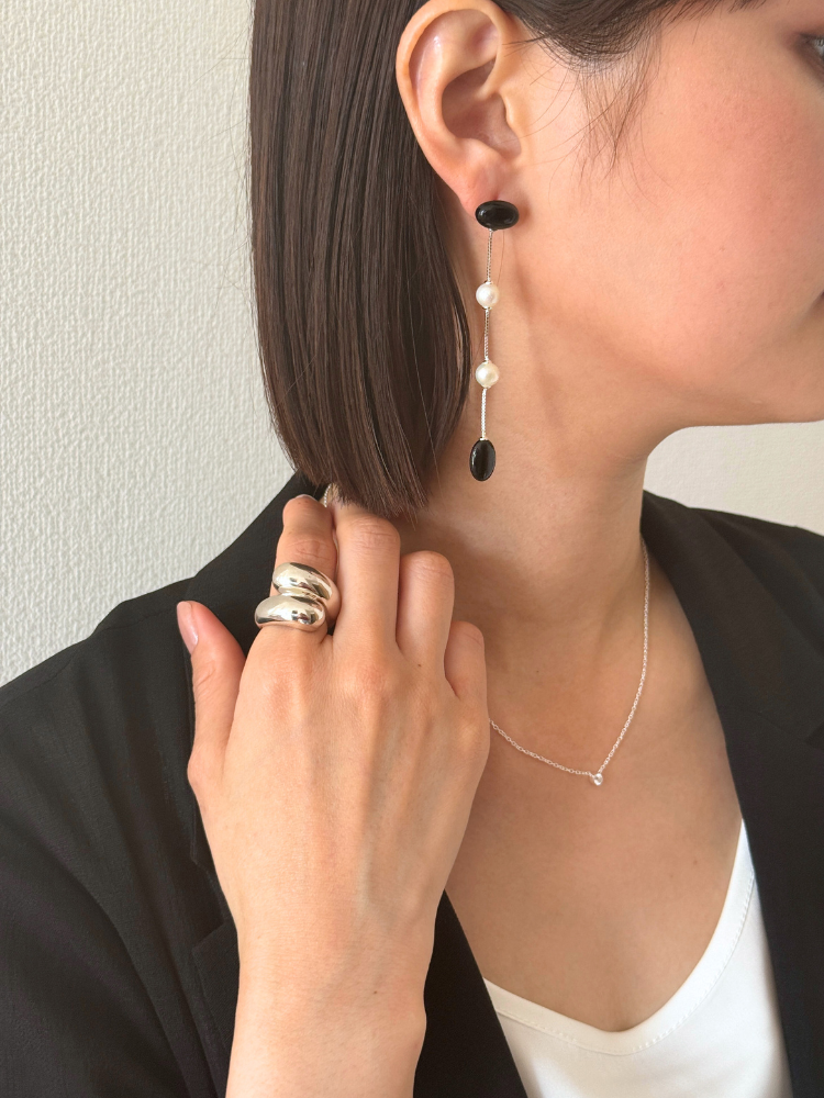 RAGBAG ラグバッグ Onyx Pearl ピアス オニキス パール RAGBAG ラグバッグ Dualism Onyx Pearl ロングピアス オニキス