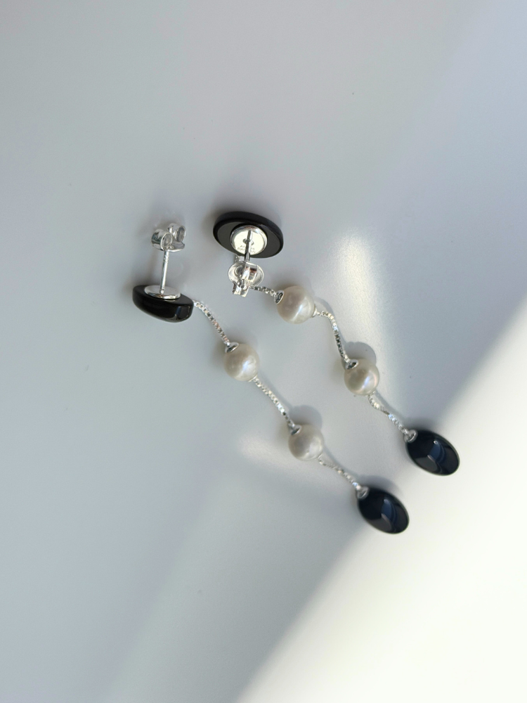 RAGBAG ラグバッグ Onyx Pearl ピアス オニキス パール RAGBAG ラグバッグ Dualism Onyx Pearl ロングピアス オニキス