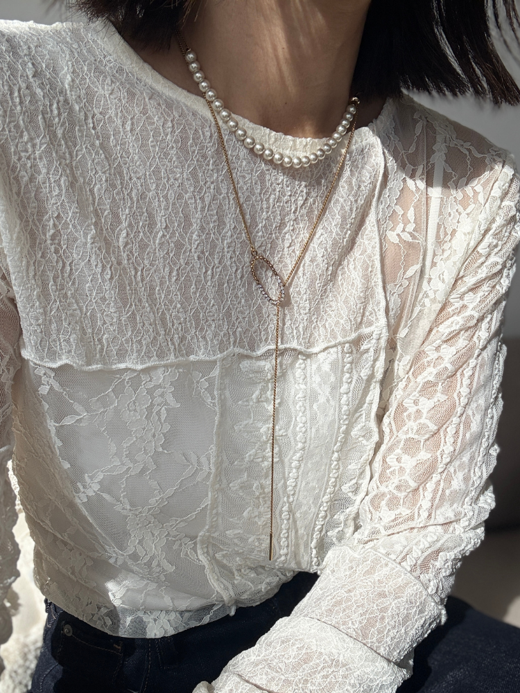 ADER. bijoux アデルビジュー　CUTSTEEL sparkle pearl raliet　ラリエット　ネックレス