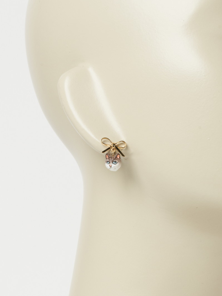 NACH ナッシュ Bow &Ragdoll Head Cat ピアス 動物アクセサリー (両 NACH ナッシュ Bow &Ragdoll Head Cat ピアス 動物アクセサリー (両