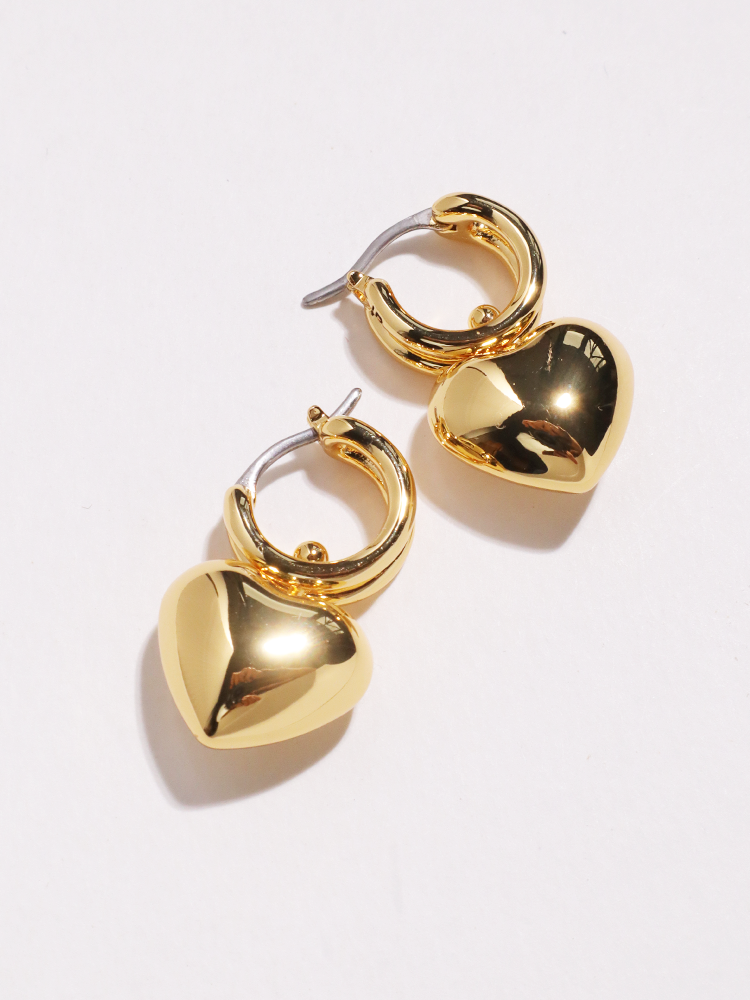 【Jenny Bird】可愛いパフィーハート ハギーピアス ★GOLD JENNY BIRD ジェニーバード PUFFY HEART HUGGIES ハート ピアス