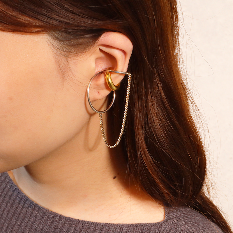 SASKIA DIEZ サスキアディツ サスキアディッツ ロング ピアス 片耳 SASKIA DIEZ サスキアディツ CHAINED DOUBLE BOLD WIRE